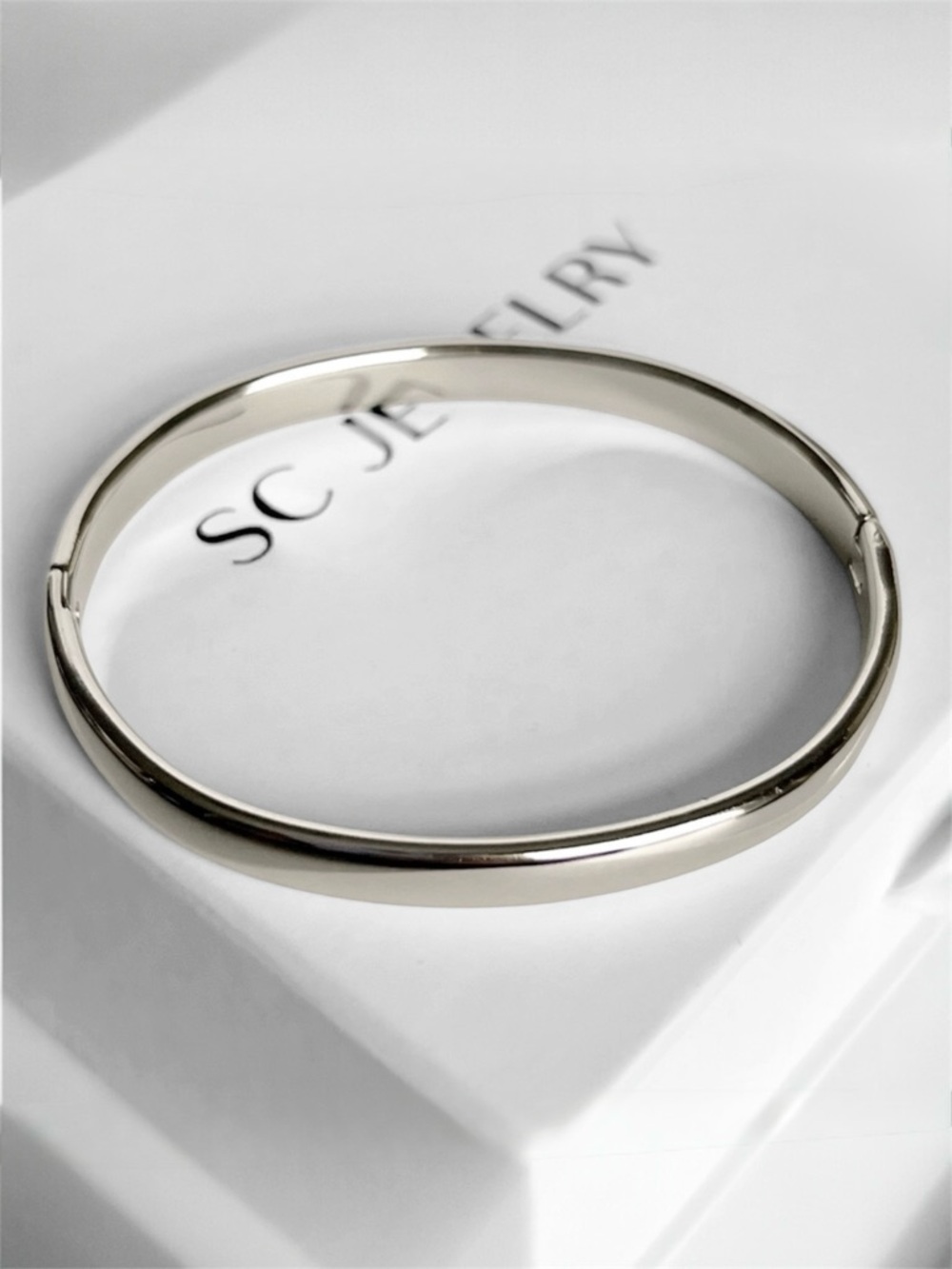 Last 1 🔥Platinum Plated Silver Bangle Bracelet Dainty Water Resistant Jewelry